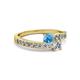 2 - Olena Blue Topaz and Diamond with Side Diamonds Bypass Ring 