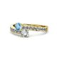 1 - Olena Blue Topaz and Diamond with Side Diamonds Bypass Ring 