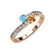 3 - Olena Blue Topaz and Citrine with Side Diamonds Bypass Ring 