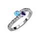 3 - Olena Blue Topaz and Iolite with Side Diamonds Bypass Ring 