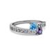 2 - Olena Blue Topaz and Iolite with Side Diamonds Bypass Ring 