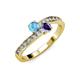 3 - Olena Blue Topaz and Iolite with Side Diamonds Bypass Ring 