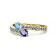 1 - Olena Blue Topaz and Iolite with Side Diamonds Bypass Ring 