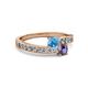 2 - Olena Blue Topaz and Iolite with Side Diamonds Bypass Ring 