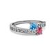 2 - Olena Blue Topaz and Rhodolite Garnet with Side Diamonds Bypass Ring 