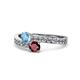 1 - Olena Blue Topaz and Ruby with Side Diamonds Bypass Ring 