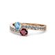1 - Olena Blue Topaz and Ruby with Side Diamonds Bypass Ring 