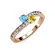 3 - Olena Blue Topaz and Yellow Sapphire with Side Diamonds Bypass Ring 