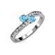 3 - Olena Blue Topaz with Side Diamonds Bypass Ring 