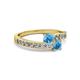 2 - Olena Blue Topaz with Side Diamonds Bypass Ring 