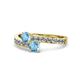 1 - Olena Blue Topaz with Side Diamonds Bypass Ring 