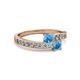2 - Olena Blue Topaz with Side Diamonds Bypass Ring 