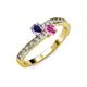 3 - Olena Iolite and Pink Sapphire with Side Diamonds Bypass Ring 