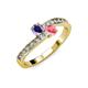 3 - Olena Iolite and Pink Tourmaline with Side Diamonds Bypass Ring 