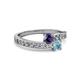 2 - Olena Iolite and Aquamarine with Side Diamonds Bypass Ring 