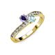 3 - Olena Iolite and Aquamarine with Side Diamonds Bypass Ring 