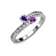 3 - Olena Iolite and Amethyst with Side Diamonds Bypass Ring 