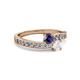 2 - Olena Iolite and White Sapphire with Side Diamonds Bypass Ring 