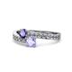 1 - Olena Iolite and Tanzanite with Side Diamonds Bypass Ring 