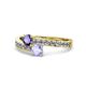 1 - Olena Iolite and Tanzanite with Side Diamonds Bypass Ring 