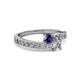 2 - Olena Iolite and Diamond with Side Diamonds Bypass Ring 