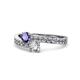1 - Olena Iolite and Diamond with Side Diamonds Bypass Ring 