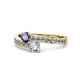 1 - Olena Iolite and Diamond with Side Diamonds Bypass Ring 