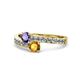 1 - Olena Iolite and Citrine with Side Diamonds Bypass Ring 