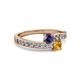 2 - Olena Iolite and Citrine with Side Diamonds Bypass Ring 