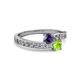 2 - Olena Iolite and Peridot with Side Diamonds Bypass Ring 