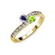 3 - Olena Iolite and Peridot with Side Diamonds Bypass Ring 