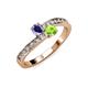 3 - Olena Iolite and Peridot with Side Diamonds Bypass Ring 