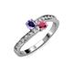 3 - Olena Iolite and Rhodolite Garnet with Side Diamonds Bypass Ring 