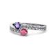 1 - Olena Iolite and Rhodolite Garnet with Side Diamonds Bypass Ring 
