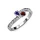 3 - Olena Iolite and Red Garnet with Side Diamonds Bypass Ring 