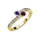 3 - Olena Iolite and Red Garnet with Side Diamonds Bypass Ring 