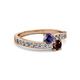 2 - Olena Iolite and Red Garnet with Side Diamonds Bypass Ring 