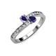 3 - Olena Iolite and Blue Sapphire with Side Diamonds Bypass Ring 