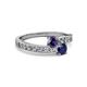2 - Olena Iolite and Blue Sapphire with Side Diamonds Bypass Ring 