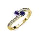 3 - Olena Iolite and Blue Sapphire with Side Diamonds Bypass Ring 
