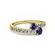 2 - Olena Iolite and Blue Sapphire with Side Diamonds Bypass Ring 