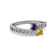 2 - Olena Iolite and Yellow Sapphire with Side Diamonds Bypass Ring 
