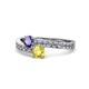 1 - Olena Iolite and Yellow Sapphire with Side Diamonds Bypass Ring 