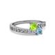 2 - Olena Peridot and Aquamarine with Side Diamonds Bypass Ring 