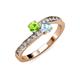 3 - Olena Peridot and Aquamarine with Side Diamonds Bypass Ring 