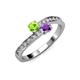 3 - Olena Peridot and Amethyst with Side Diamonds Bypass Ring 