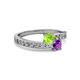 2 - Olena Peridot and Amethyst with Side Diamonds Bypass Ring 