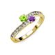 3 - Olena Peridot and Amethyst with Side Diamonds Bypass Ring 