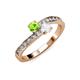 3 - Olena Peridot and White Sapphire with Side Diamonds Bypass Ring 