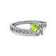 2 - Olena Peridot and Diamond with Side Diamonds Bypass Ring 